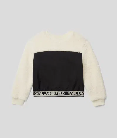 Karl Lagerfeld Kids' Girls Faux-fur Sweatshirt In Neutral