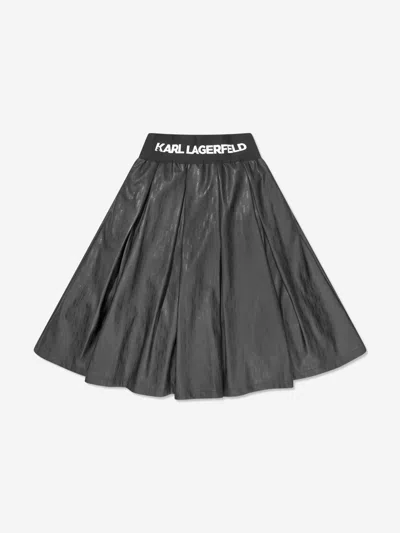 Karl Lagerfeld Kids' Girls Faux Leather Monogram Skirt In Black