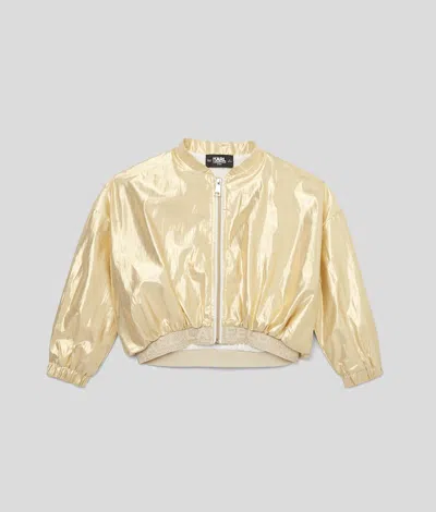 Karl Lagerfeld Girls' Gold Bomber Jacket