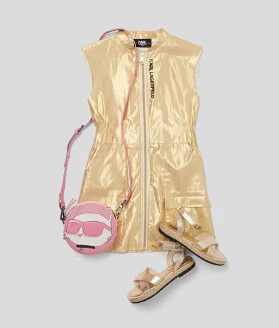 Karl Lagerfeld Girls' Gold Zipped Dress