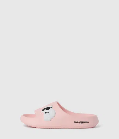 Karl Lagerfeld Girls Ikon Choupette Sliders In Pink
