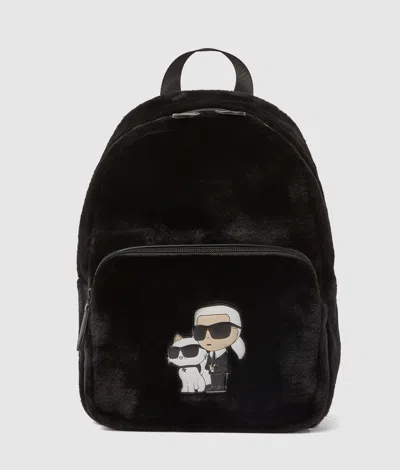 Karl Lagerfeld Girls Ikon Faux-fur Backpack In Black