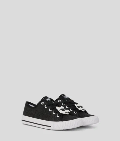 Karl Lagerfeld Girls Ikon Glitter Sneakers In Black