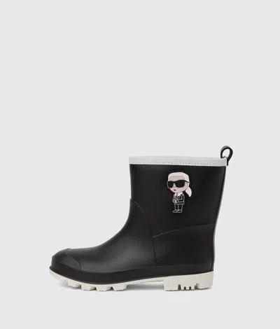 Karl Lagerfeld Girls Ikon Karl And Choupette Rain Boots In Black
