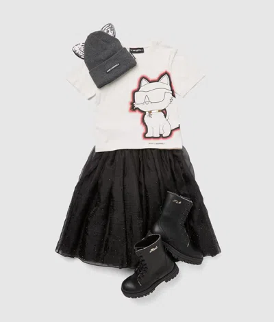 Karl Lagerfeld Girls Ikon Sketch Choupette T-shirt In Multi