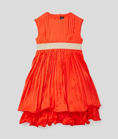 Karl Lagerfeld Kids' Girls Karl Logo Party Dress In Orange