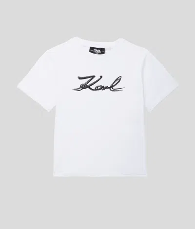 Karl Lagerfeld Girls Karl Signature T-shirt In White