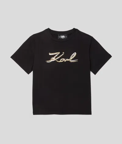 Karl Lagerfeld Girls Karl Signature T-shirt In Black