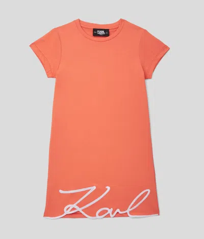 Karl Lagerfeld Girls Karl Signature T-shirt Dress In Orange