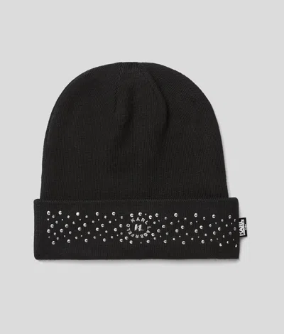 Karl Lagerfeld Girls Kl Monogram Beanie Hat In Black
