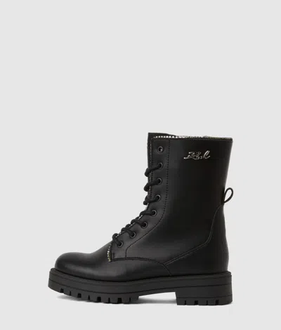 Karl Lagerfeld Girls Lace-up Boots In Black