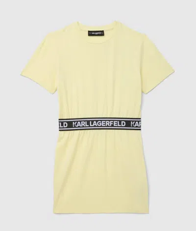 Karl Lagerfeld Girls Logo Tape T-shirt Dress In Yellow