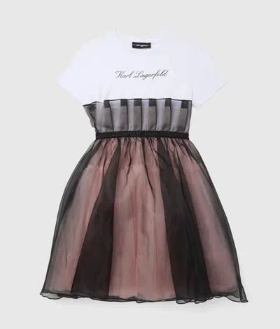 Karl Lagerfeld Girls Mesh Dress In Brown