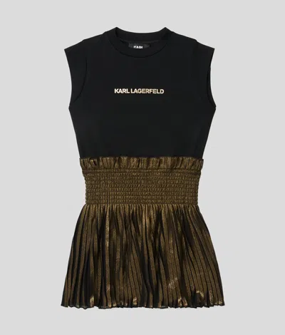 Karl Lagerfeld Kids' Girls Mixed Fabric Dress In Black