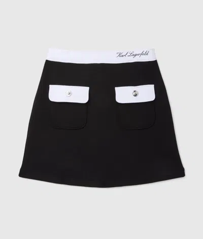 Karl Lagerfeld Girls Piped Mini Skirt In Black