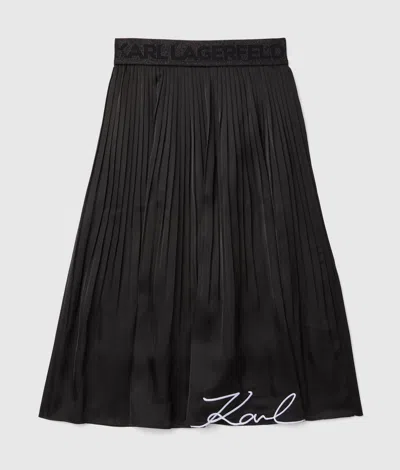 Karl Lagerfeld Girls Pleated Midi Skirt In Black