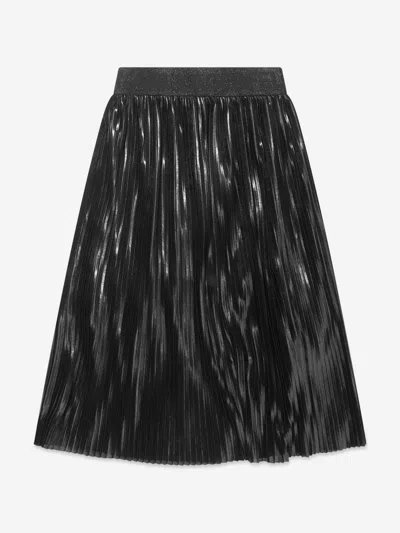 Karl Lagerfeld Kids' Girls Pleated Midi Skirt In Black