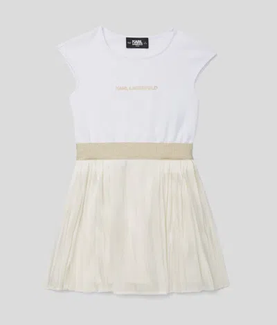 Karl Lagerfeld Girls Pleated Party Dress In White