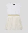 Karl Lagerfeld Girls Pleated Party Dress In White