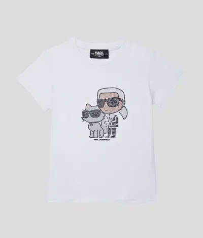 Karl Lagerfeld Girls Rhinestone Ikon T-shirt In White