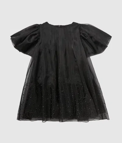 Karl Lagerfeld Girls Rhinestone Mesh Dress In Black