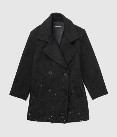 Karl Lagerfeld Girls Sequin Coat In Black