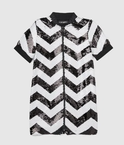 Karl Lagerfeld Girls Sequin Dress In Black