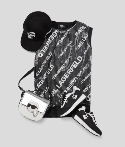 Karl Lagerfeld Girls' Sequins Diagonal Print Dress