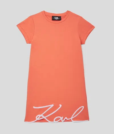 Karl Lagerfeld Girls Signature T-shirt Dress In Orange