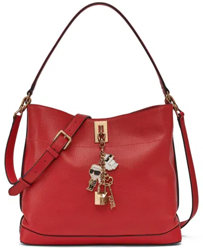 Karl Lagerfeld Gisele Hobo Magnetic Shoulder Bag In Red