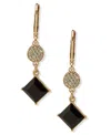 Karl Lagerfeld Glass & Epoxy Stone Gold-tone Pave Double Drop Earrings In Gold
