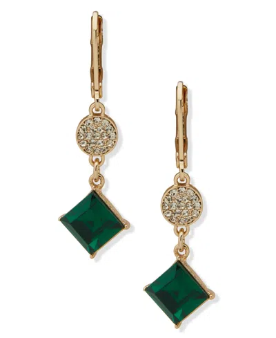 Karl Lagerfeld Glass & Epoxy Stone Gold-tone Pave Double Drop Earrings