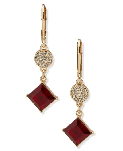Karl Lagerfeld Glass & Epoxy Stone Gold-tone Pave Double Drop Earrings