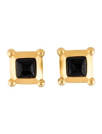 Pre-owned Karl Lagerfeld Glass Clip-on Earrings In Black