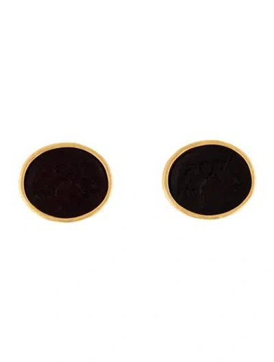 Pre-owned Karl Lagerfeld Glass Clip-on Earrings In Burgundy