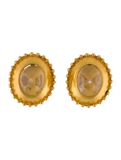 Pre-owned Karl Lagerfeld Glass Clip-on Earrings In Transparent