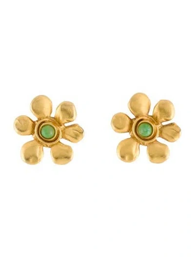 Pre-owned Karl Lagerfeld Glass Flower Clip-on Earrings In Multi