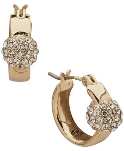 Karl Lagerfeld Glass Stone Fireball Hoop Earrings In Gold
