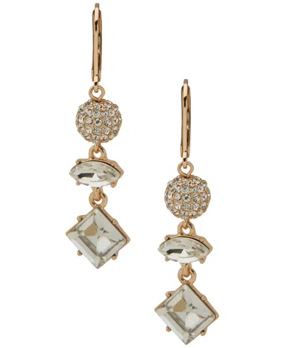 Karl Lagerfeld Glass Stone Fireball Linear Earrings In Gold
