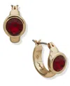 Karl Lagerfeld Glass Stone Gold-tone Hoop Earrings In Gold