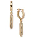 Karl Lagerfeld Glass Stone Pave Bar Drop Earrings In Gold