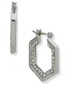 Karl Lagerfeld Glass Stone Pave Hoop Earrings In Silver