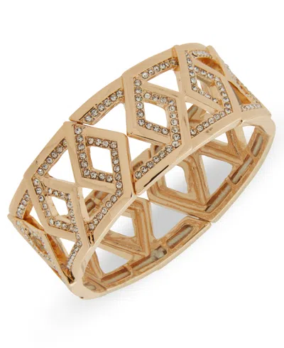 Karl Lagerfeld Glass Stone Pave Stretch Bangle Bracelet In Gold