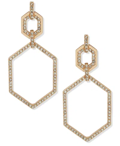 Karl Lagerfeld Glass Stones Pave Large Drop Earrings In Gold