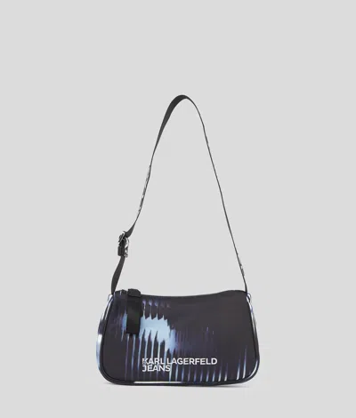 Karl Lagerfeld Glitch Print Nylon Shoulder Bag In Multi