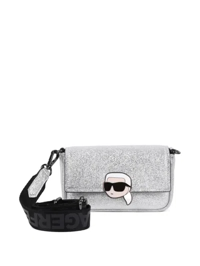 Karl Lagerfeld Kids' Glitter Appliqué Bag In Silver