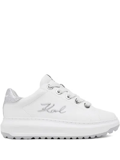 Karl Lagerfeld Glitter-detail Lace-up Sneakers In White