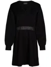 Karl Lagerfeld Glitter Karl Logo Tape Sweat Dress In Black