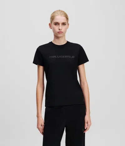 Karl Lagerfeld Glitter Karl Logo T-shirt In Black