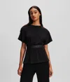Karl Lagerfeld Glitter Karl Logo Tape T-shirt In Black